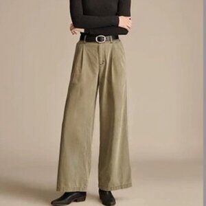 Lucky Brand Wide Leg Pleated Palazzo Trousers Green Size 6